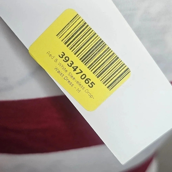 J Mode USA Women's Red & White Sleeveless Drop Waist A-Line Dress Sz Medium NWT - Picture 7 of 11